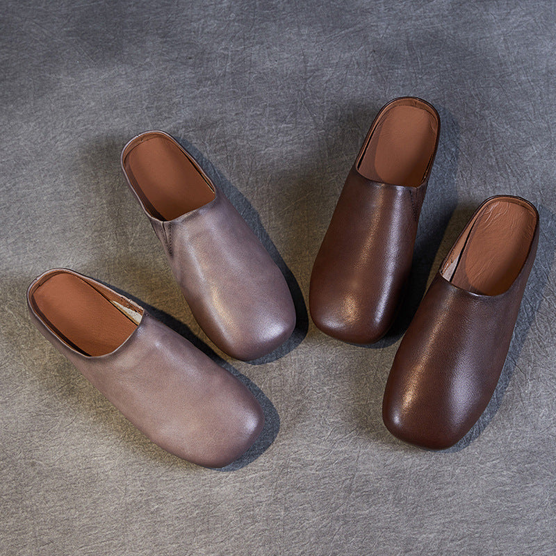 Toe Cowhide Outdoor Low Soft Flat Bottom Sandals