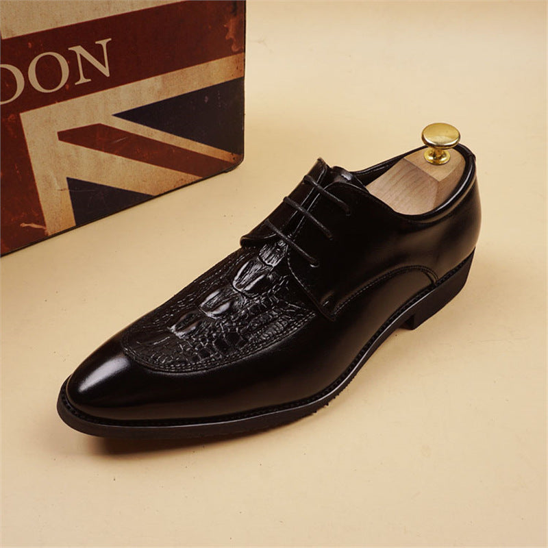 Men's Formal Wear Office British Pointed Crocodile Pattern Date Wedding Fashionable Leather Shoes