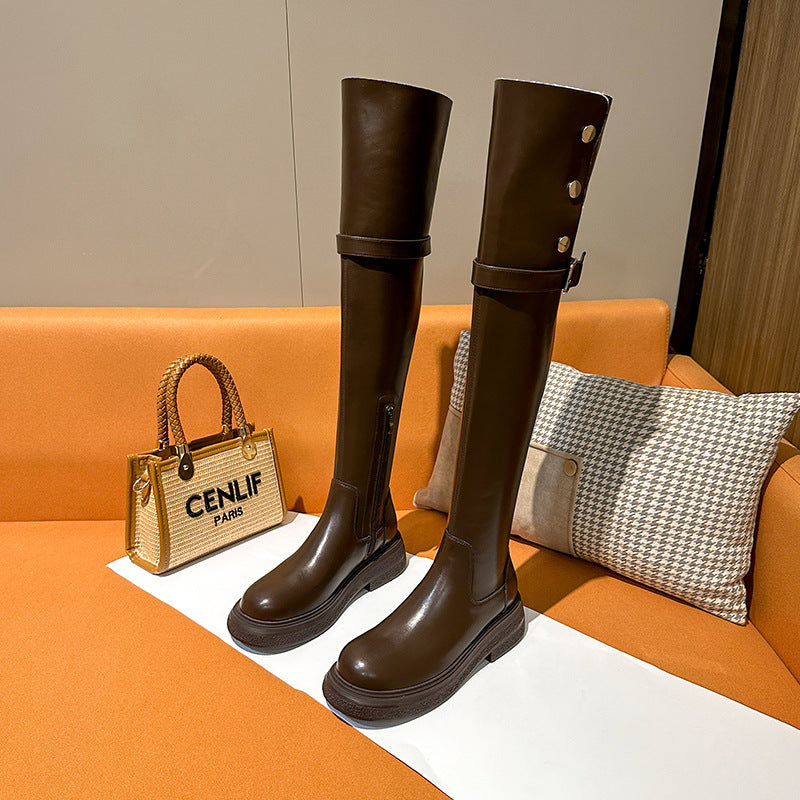 Women's Surface Over The Knee Winter Flat Boots
