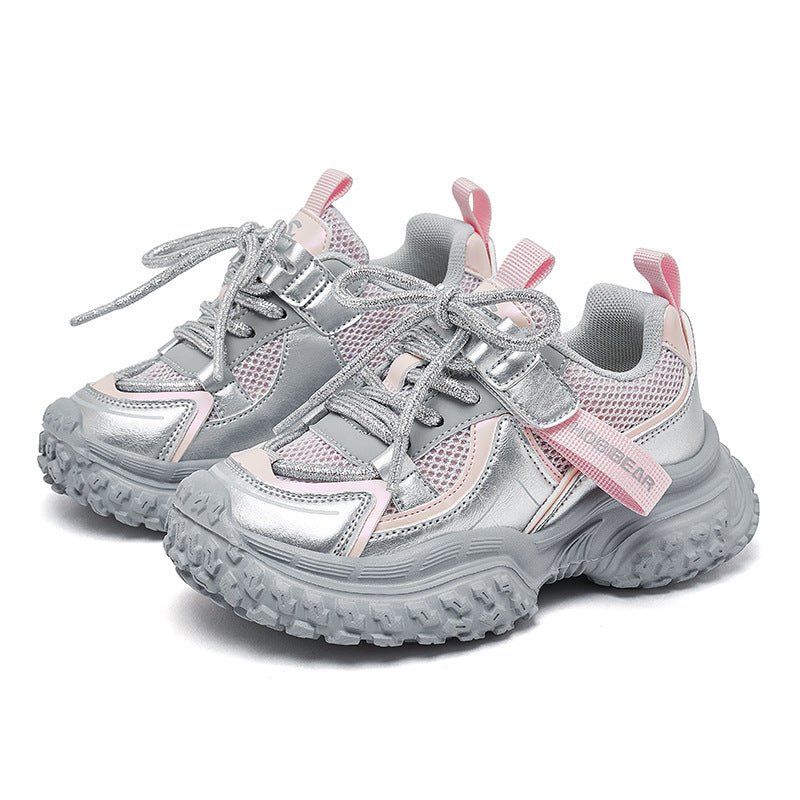 Glamorous Double Mesh Breathable Campus Daddy Kid's Sneakers