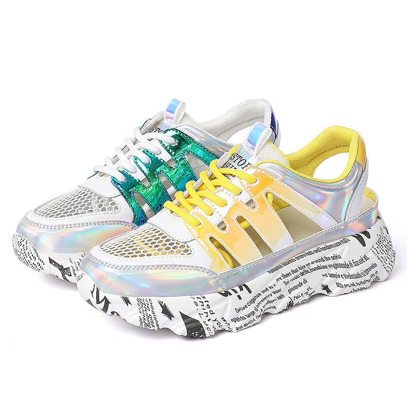 Women's Toe Summer Versatile Niche Platform Mesh Surface Hollowed Leisure Sandals