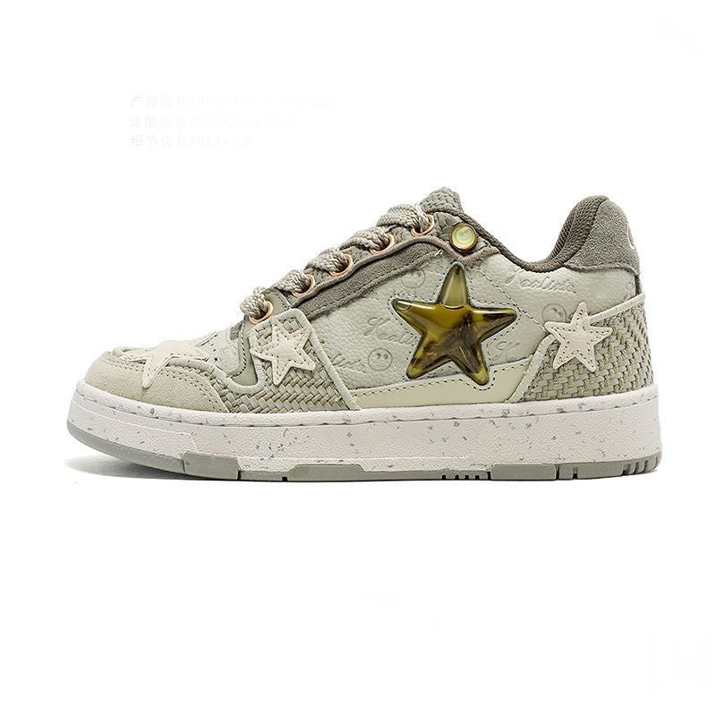 Women's & Men's Fashion Joint Burger Star Platform Low-cut Sneakers