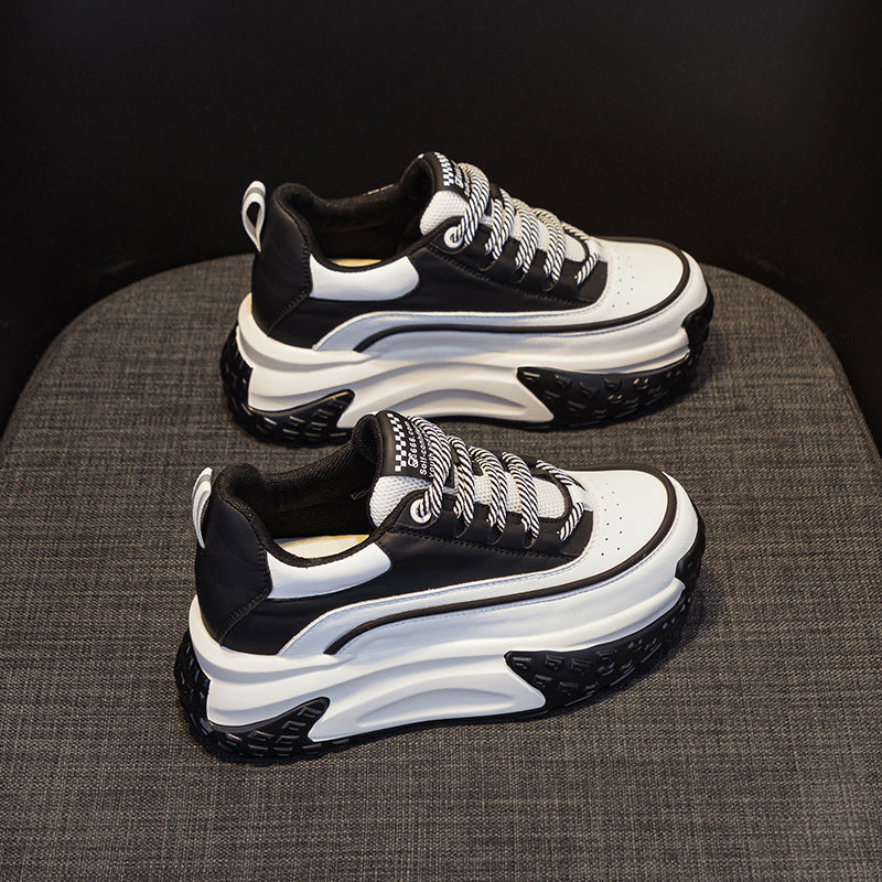 Women's Spring White Thick-soled Height Increasing Insole Sports Dad Sneakers