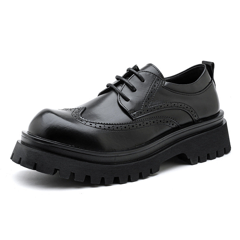 Men's Size Thick Sole Increased Carving British Style Brogue Winter Wedding Casual Shoes