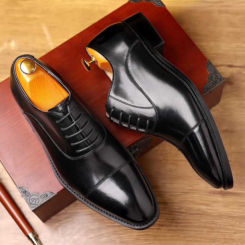 Men's Breathable Formal First Layer Cowhide Wedding Leather Shoes
