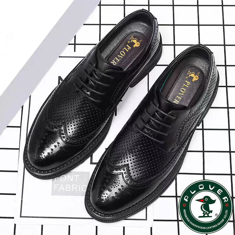 Men's Woodpecker Breathable Business Formal Wear Black Leather Shoes