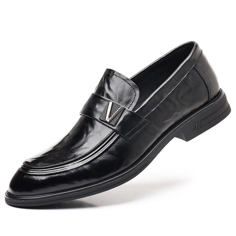Men's First Layer Cowhide Genuine Pointed Formal Fashion Men's Business Leather Shoes