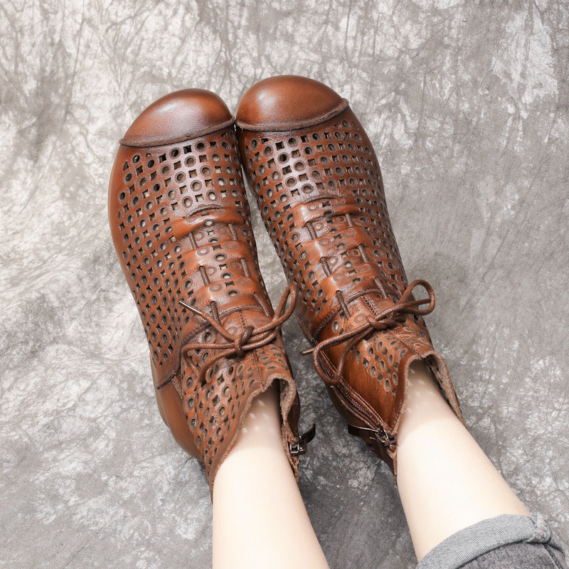 Women's Style Thick Mid Top Layer Soft Cowhide Inside Heels