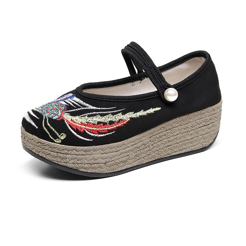 Women's Pearl Buckle Retro Dancing Ancient Cheongsam For Han Canvas Shoes