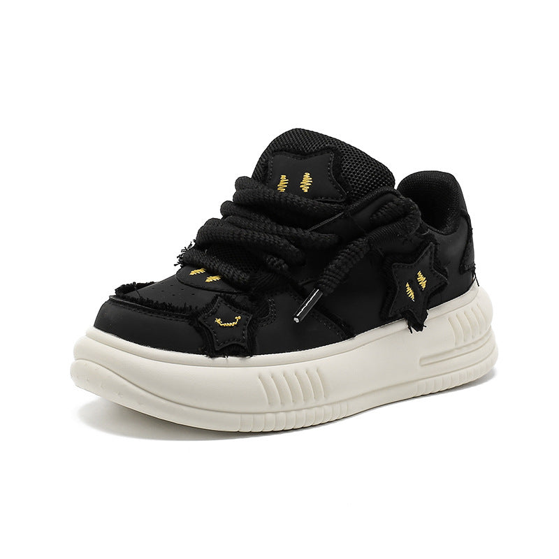 Women's & Men's Bread White Retro Platform Versatile Fashion Sneakers