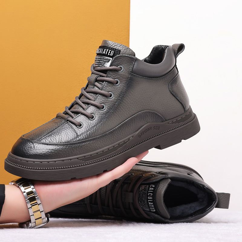 Men's First Layer Cowhide Cotton Genuine Wool Men's Shoes