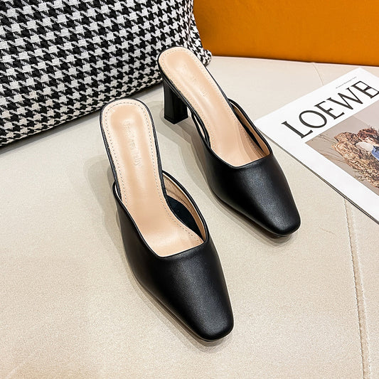 Women's High Authentic Square Toe Half French Heels