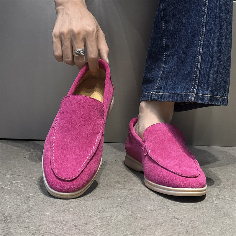 Men's Commuter British Style Slip-on Lazy Lightweight Old Money Men's Casual Leather Shoes