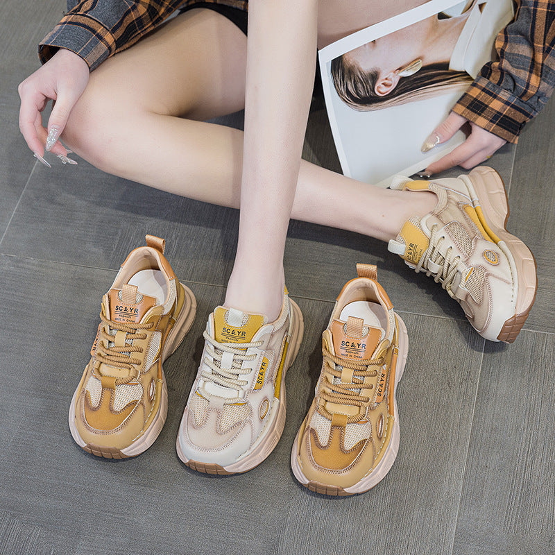 Women's Dad Platform Pumps Breathable Mesh Running Women's Casual Shoes