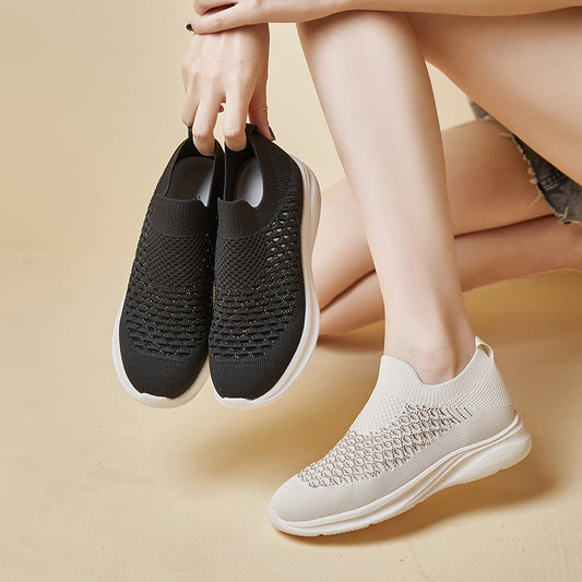 Women's Summer Flying Woven Breathable Mesh Slip-on Sneakers
