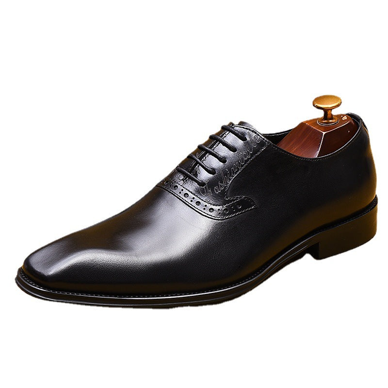 Men's British Formal Wear Genuine Pointed Oxford Men's Business Leather Shoes