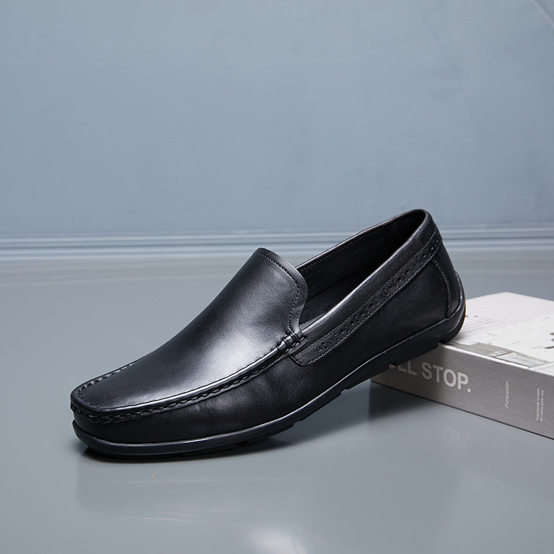 Men's Texture Waxing Spring Genuine Slip-on Comfortable Loafers