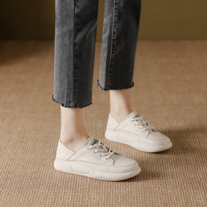Women's Cattlehide Surface White Spring Comfortable Breathable Casual Shoes