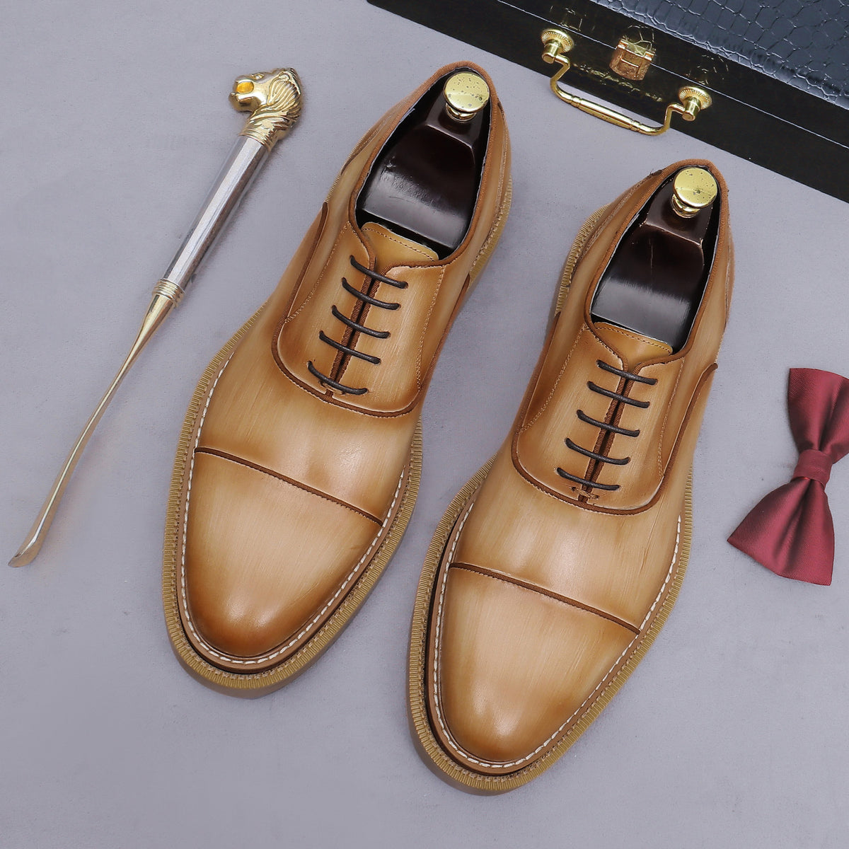 Men's Classic Wedding First Layer Cowhide Brushed Men's Shoes