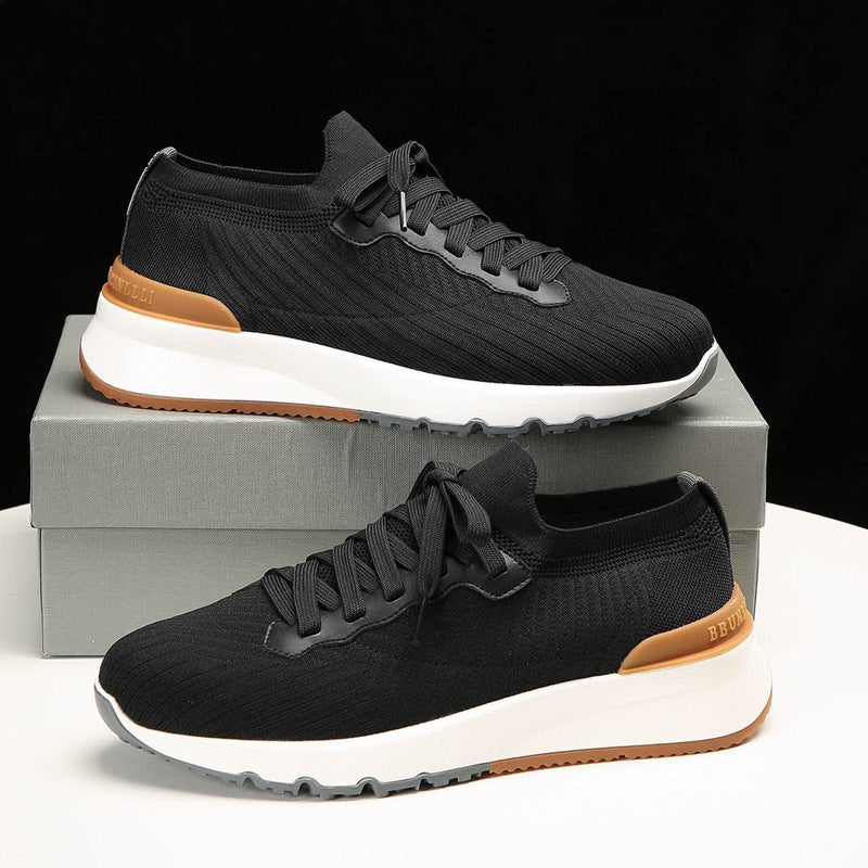 Men's Cashmere Mesh With Light Cow Suede Sneakers