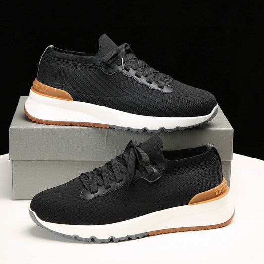 Men's Cashmere Mesh With Light Cow Suede Sneakers