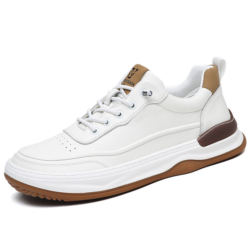 Men's Genuine Spring Fashion Head Tilt White Thick Bottom Men's Board Shoes