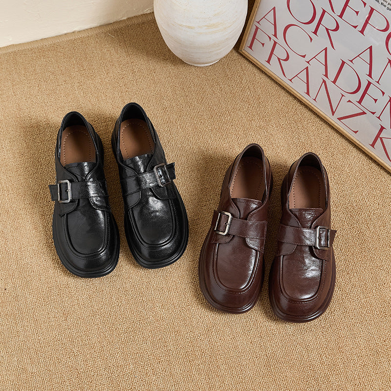 Women's Style Flat Belt Buckle Soft Bottom Loafers