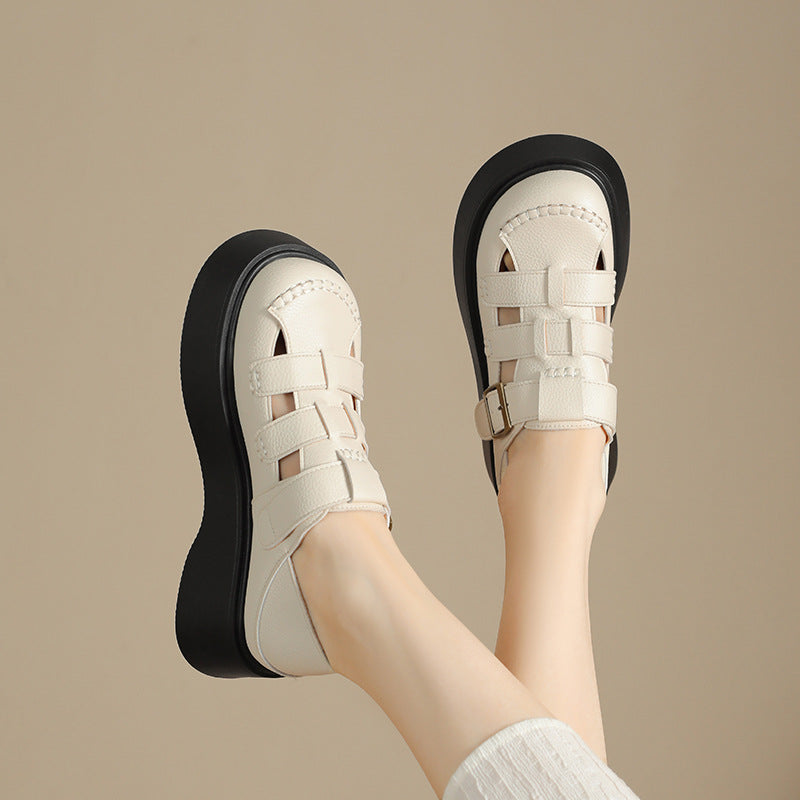 Women's Closed Toe Woven Pitcher Plant Two-way Sandals