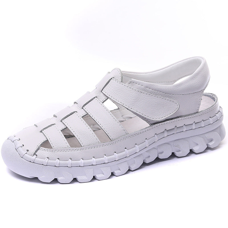 Women's Flat Low Cut Round Head Solid Color Genuine Versatile Casual Shoes