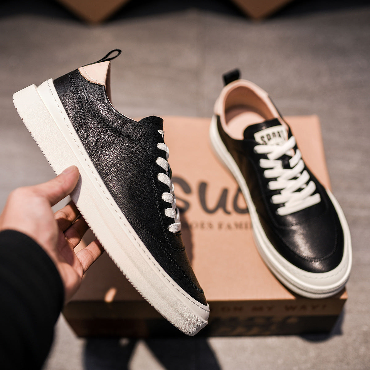Men's Autumn Black Trend Breathable Soft Sole Casual Shoes