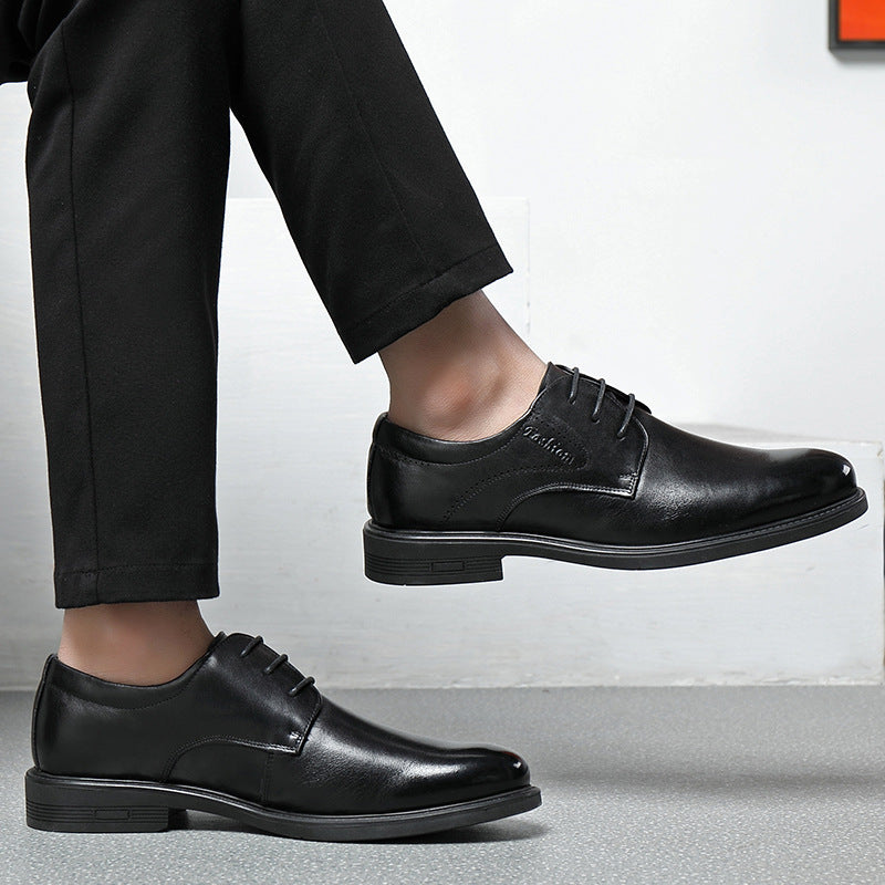 Men's Layer Cowhide Business Formal Wear Fashion Lace Leather Shoes