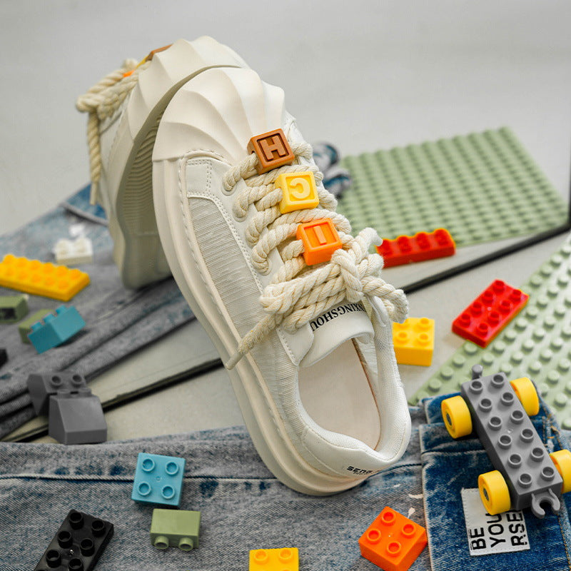Men's Breathable Mesh Shell Toe Board White Casual Shoes