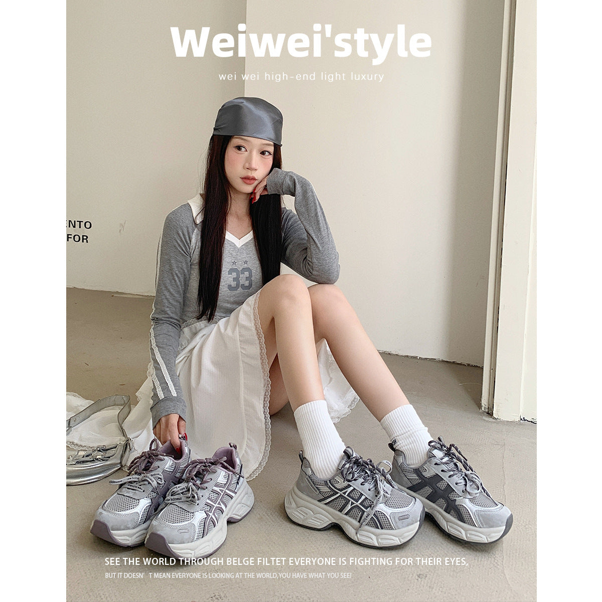 Women's Platform Dad Breathable Mesh Surface Small Height Sneakers