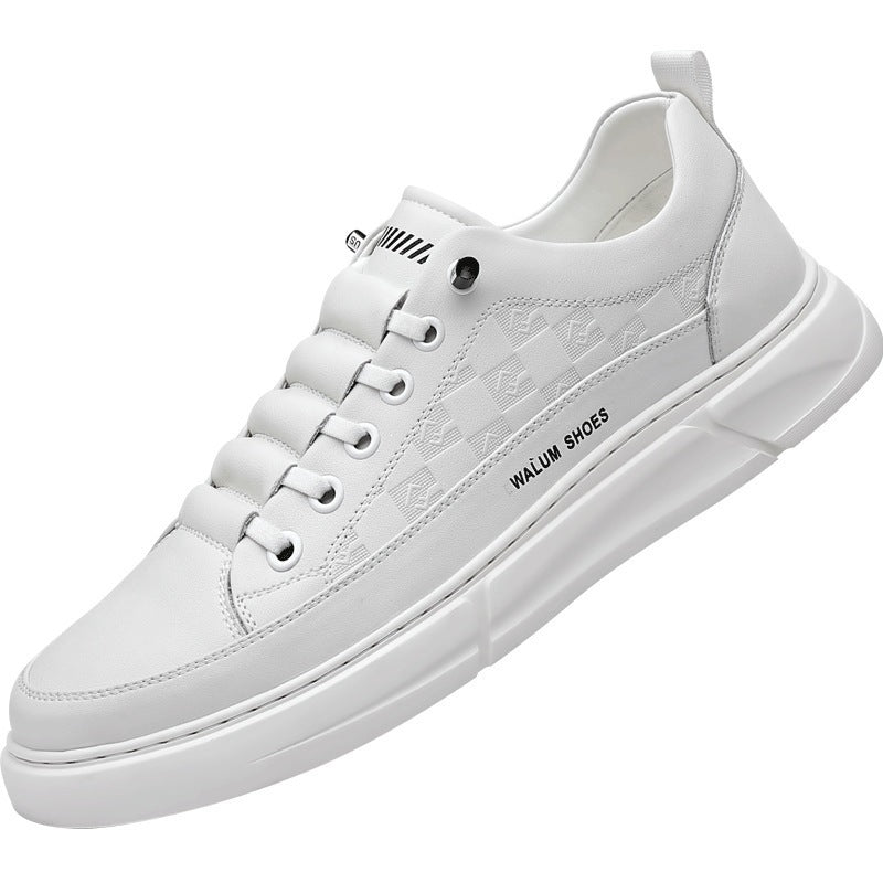 Men's Manual Stitching Breathable White Board Leather Shoes