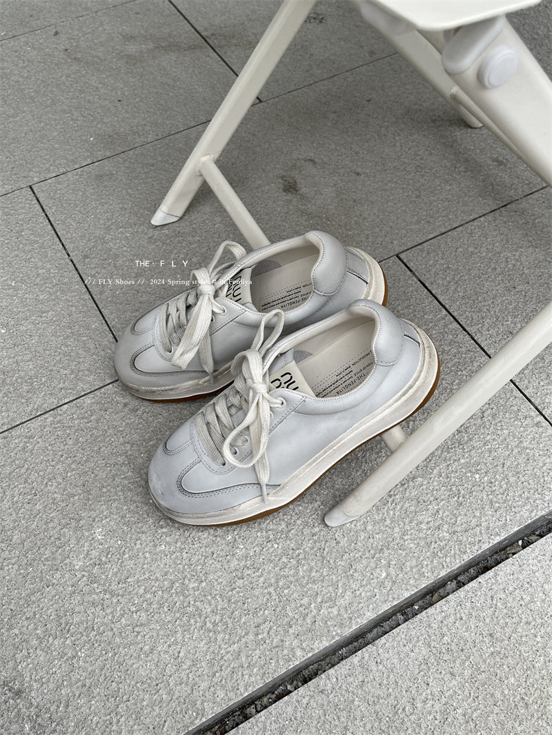 Women's Genuine Retro Dirty Thick-soled Sports White Casual Shoes