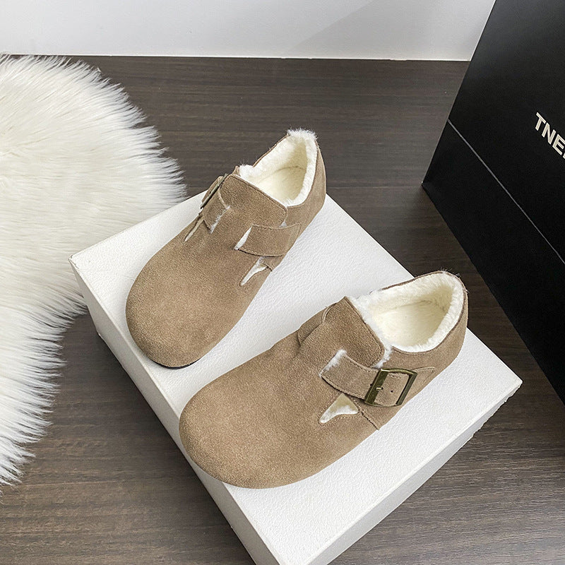 Women's Cowhide Hidden Platform All-inclusive Big Head Women's Casual Shoes
