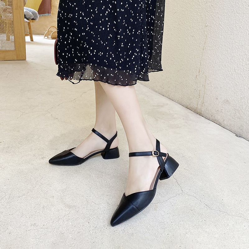 Women's Fairy Wind Chunky Rear Empty Pointed Heels
