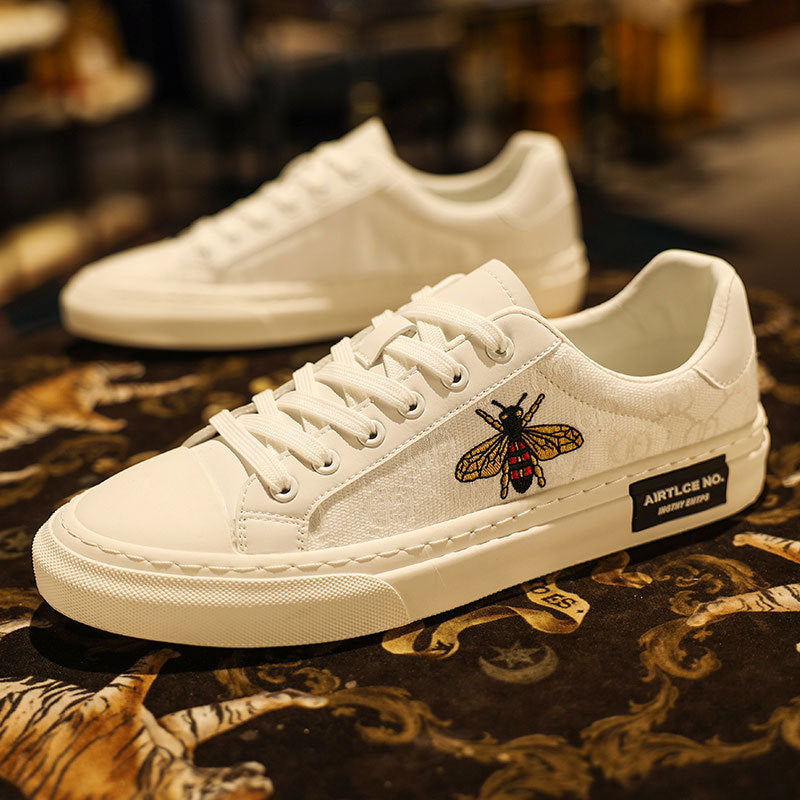 Men's Korean Fashionable White Summer Breathable Canvas Shoes