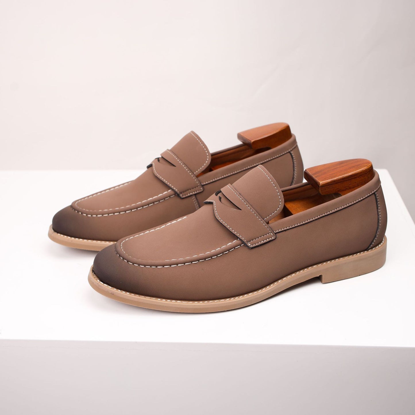 Men's Light Color British Style Business Genuine Doug Suede Loafers