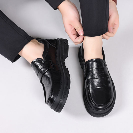 Men's Increased Trend British Style Small Dad Hand Leather Shoes