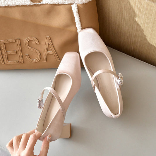 Women's Spring French Retro Classic Style Square Casual Shoes