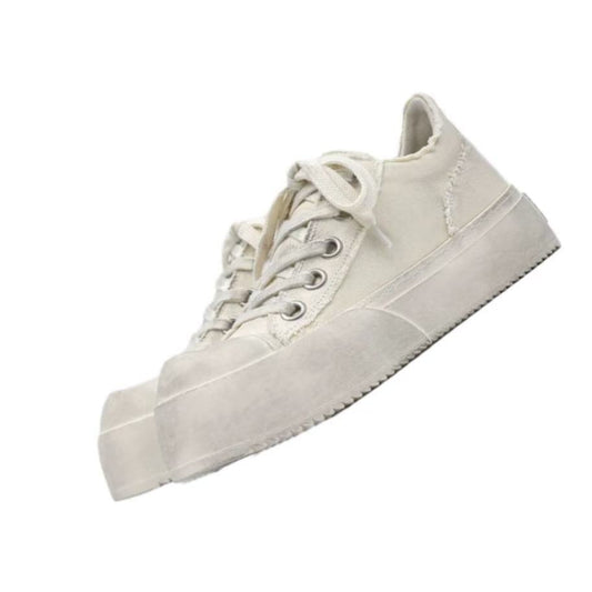 Women's & Men's Distressed Brushed Thick Sole Increased Commuter Sports Canvas Shoes
