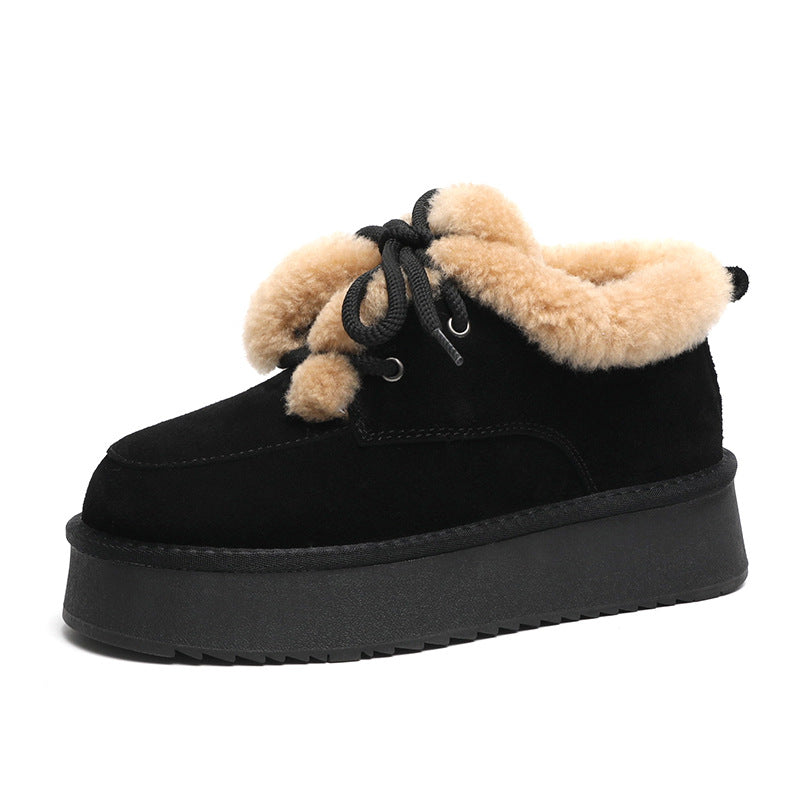Women's Thick Bottom Double Face Winter Warm Short Leather Shoes