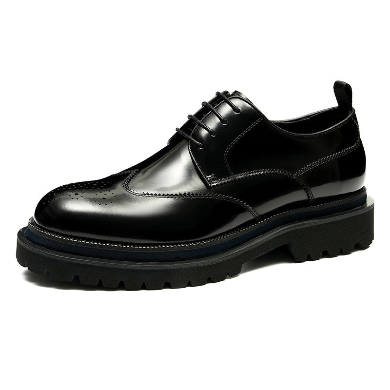 Men's Carved Genuine Cowhide Lining Vintage British Handmade Platform Leather Shoes