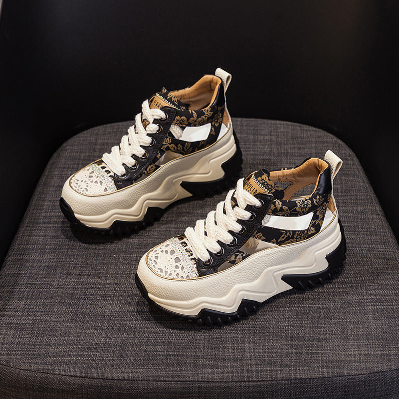Women's Small Dad Retro Lightweight Height Increasing Casual Shoes