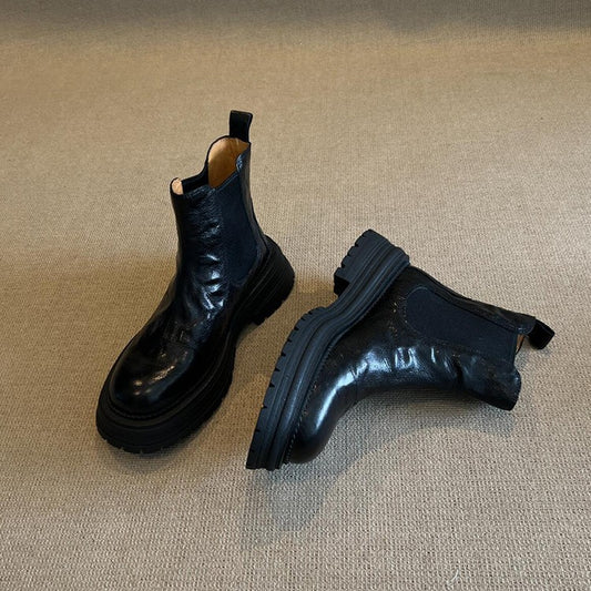 Women's Style Round Head Ankle Platform Thin Boots