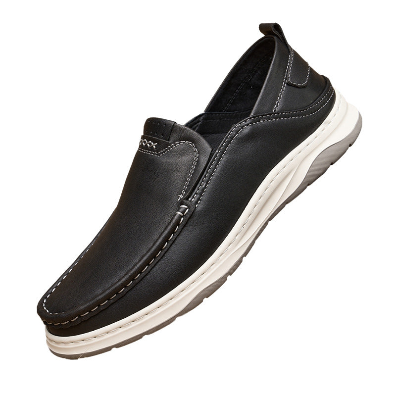 Men's Lightweight Antiskid First Layer Cowhide Soft Bottom Casual Shoes