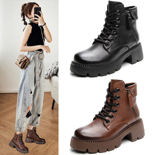 Women's Selected Height Increasing Small Martin Chunky Boots