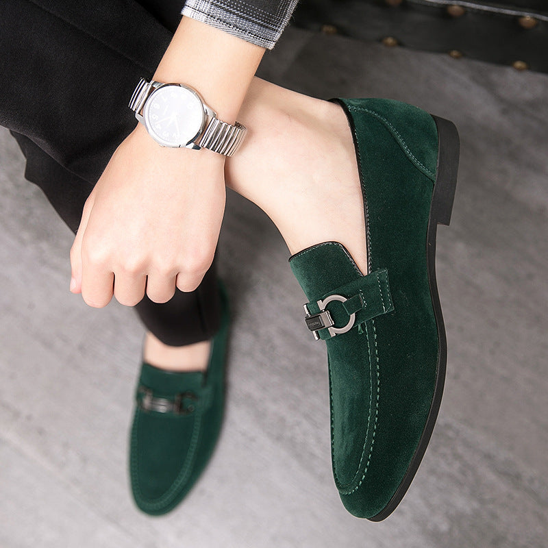 Men's Frosted Suede Club Hairdresser Height Increasing Insole Leather Shoes