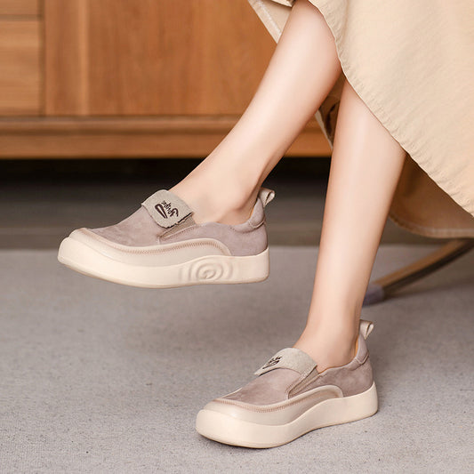 Women's Genuine Slip-on Soft Sole Square Toe Casual Shoes
